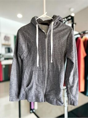 Gray/ White Full Zip Hoodie Sweatshirt Jacket
